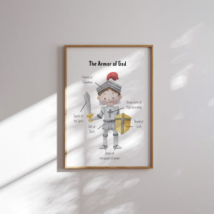 Watercolor boy the armour of God print