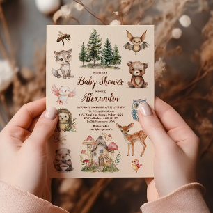 Watercolor Boy Woodland Baby Shower Invitation