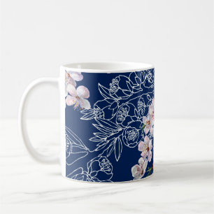 Watercolor branch flowers cherry with branch graph coffee mug