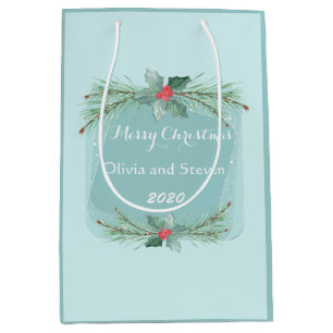 Watercolor branches of spruce, Christmas Medium Gift Bag