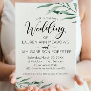 Watercolor Branches Wedding Invitation