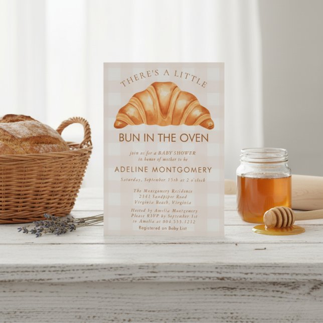 watercolor bread Bun in the Oven Baby Shower Invitation (Creator Uploaded)