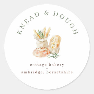 Watercolor Bread Cottage Bakery Classic Round Sticker