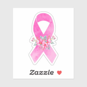 Watercolor Breast Cancer Awareness Floral Ribbon
