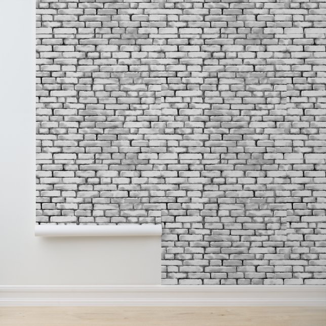 Watercolor Bricks Patterns Black White Elegant Wallpaper (Application)