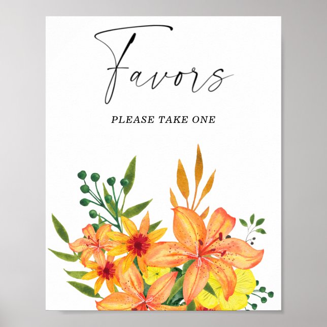 Watercolor bridal favors please take one  poster (Front)
