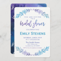 Watercolor Bridal Floral Blue & Purple