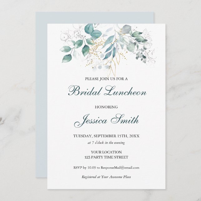 Watercolor Bridal Luncheon Invitation (Front/Back)