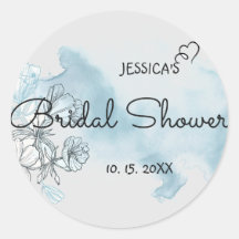 Watercolor Bridal Shower  Classic Round Sticker