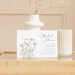 Watercolor Bridal Shower (Elegant Script, White) Invitation