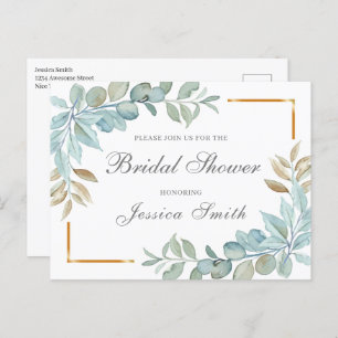 Watercolor Bridal Shower Invitation Postcard