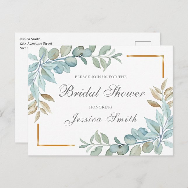 Watercolor Bridal Shower Invitation Postcard (Front/Back)