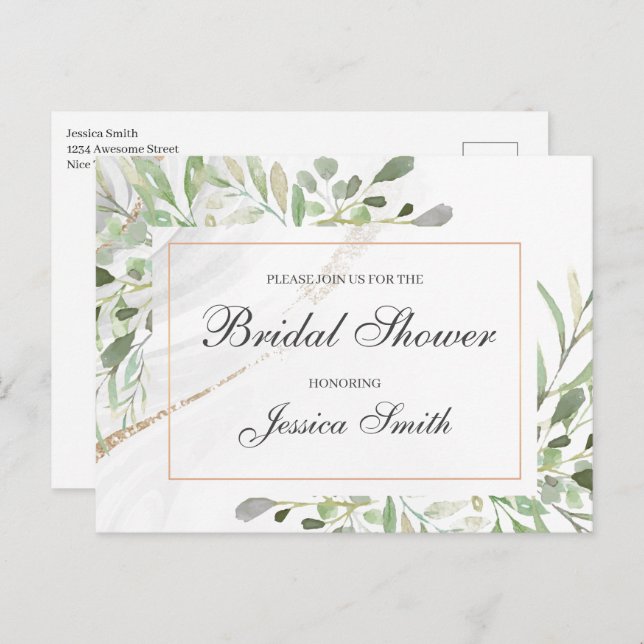 Watercolor Bridal Shower Invitation Postcard (Front/Back)