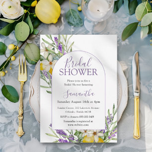 Watercolor Bridal Shower Lemon & Lavender Invitation