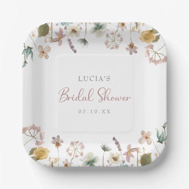Watercolor Bridal Shower Paper Plate (Front)