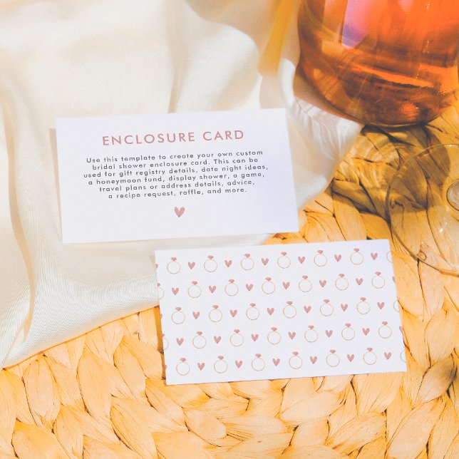 Watercolor Bridal Shower Ring & Heart Enclosure Card (Creator Uploaded)