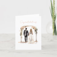 Watercolor Bride and Groom Congratulations Card