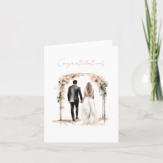 Watercolor Bride and Groom Congratulations Card