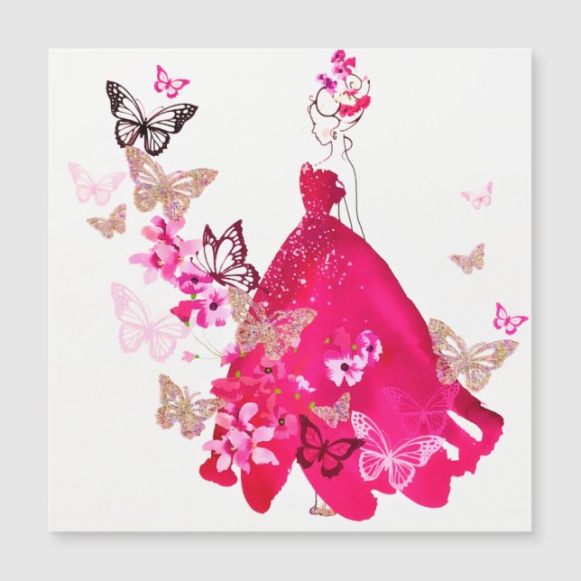 Watercolor Bride Floral Butterfly Gold Glitter (Front)