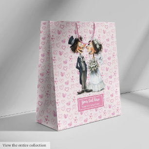 Watercolor Bride Groom Gift Bag Wedding Humour