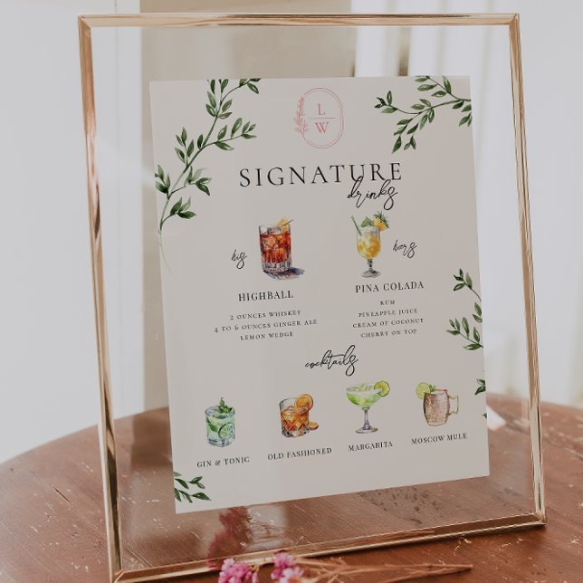 Watercolor | Bride & Groom Signature Drink Bar Poster (Creator Uploaded)