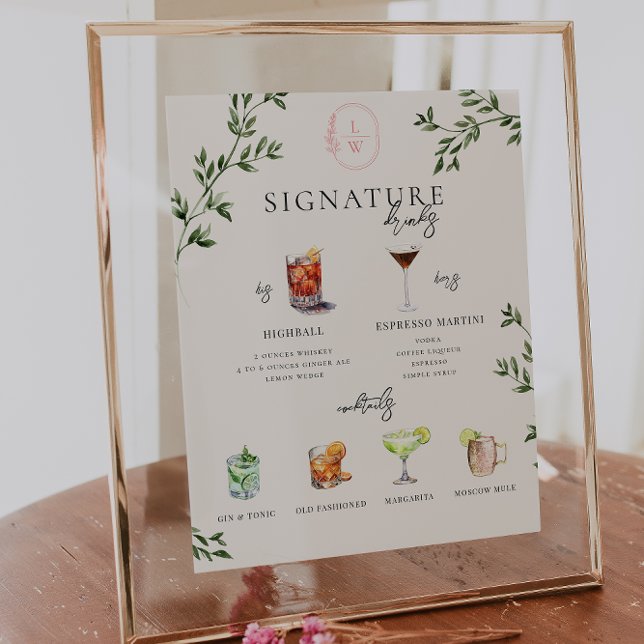 Watercolor | Bride & Groom Signature Drink Bar Poster (Creator Uploaded)
