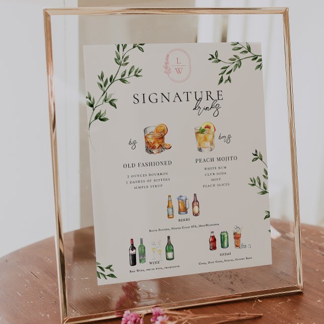 Watercolor | Bride & Groom Signature Drink Bar Poster (Creator Uploaded)