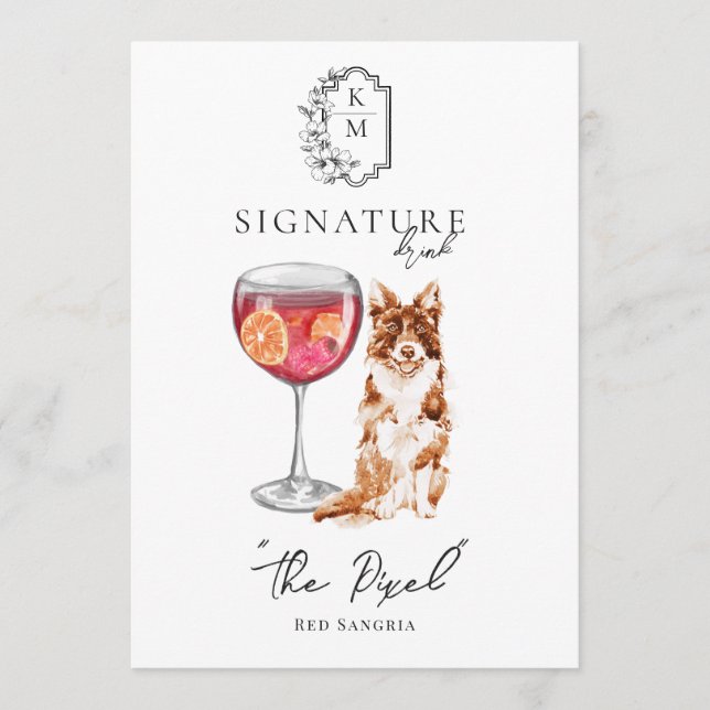 Watercolor | Bride & Groom Signature Drink Menu (Front)