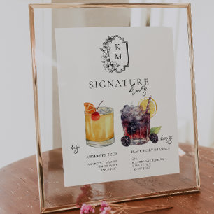 Watercolor   Bride & Groom Signature Drink Poster