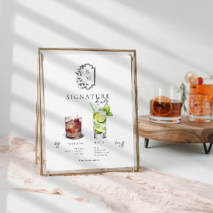 Watercolor   Bride & Groom Signature Drink Poster