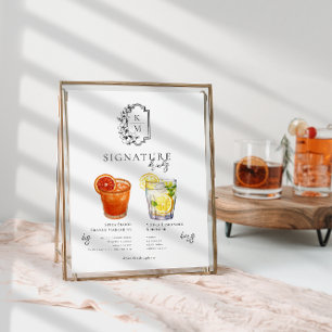 Watercolor   Bride & Groom Signature Drink Poster