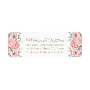 Watercolor Bride Groom Wedding Return Address Label