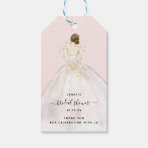 Watercolor Bride in Gown Bridal Shower Invitation Gift Tags