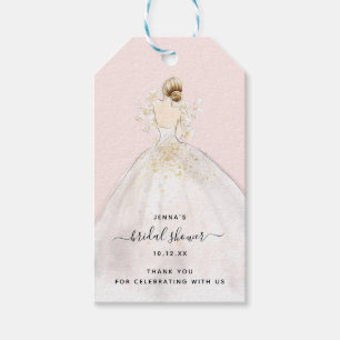Watercolor Bride in Gown Bridal Shower Invitation Gift Tags