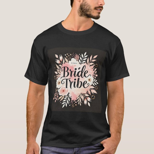 Watercolor Bride Tribe Party Men’s Tshirt (Front)