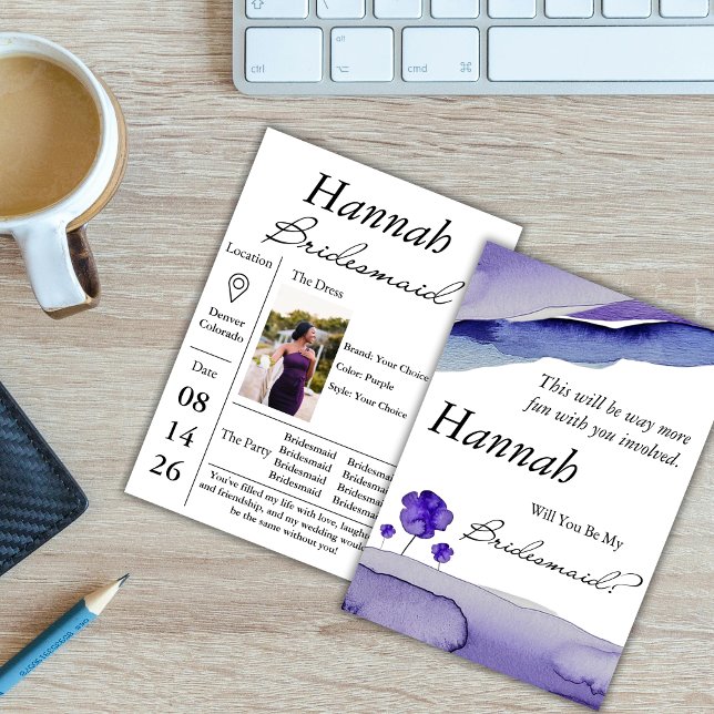 Watercolor Bridesmaid Invitation Periwinkle Violet (Creator Uploaded)