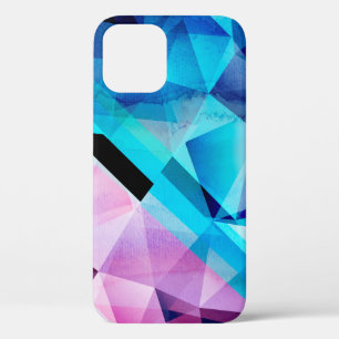 Watercolor bright abstract background with geometr iPhone 12 case
