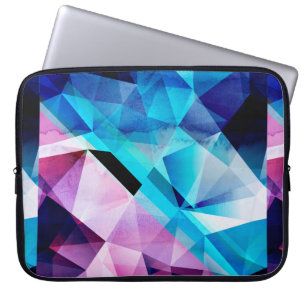 Watercolor bright abstract background with geometr laptop sleeve