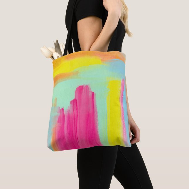 Watercolor bright all over print summer tote bag (Close Up)