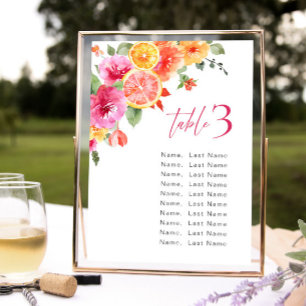 Watercolor Bright Citrus Flower Seating Chart Card