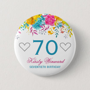 Watercolor Bright Coloured Spring Flowers Birthday 6 Cm Round Badge
