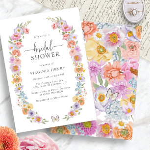 Watercolor Bright Floral Bridal Shower Invitation
