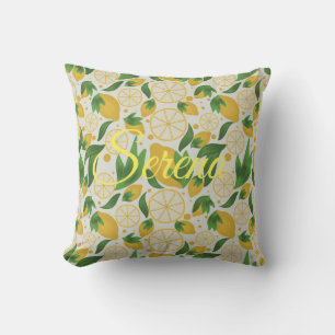 Watercolor Bright Lemon Fruit Personalised Cushion