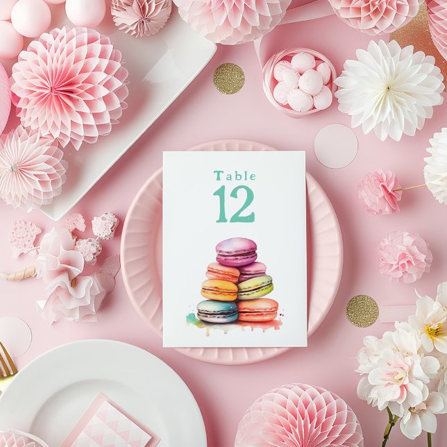 Watercolor bright macaroons Table Number card (Watercolor bright macaroons Table Number card)