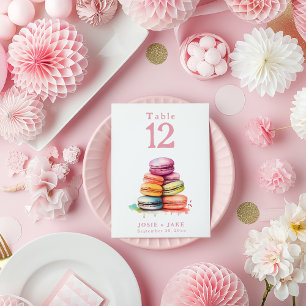 Watercolor bright macaroons Table Number card