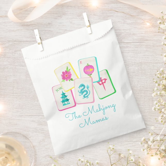 Watercolor Bright Mahjong Tiles Favour Bag (Clipped)