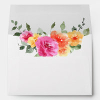 Watercolor Bright Pink Orange Flowers Wedding