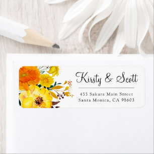 Watercolor Bright Summer Flowers Wedding Address Return Address Label