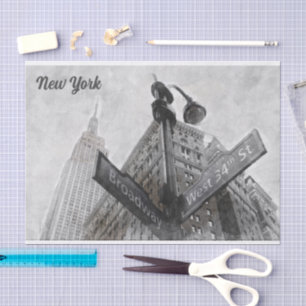 Watercolor Broadway corner sign Tissue Paper