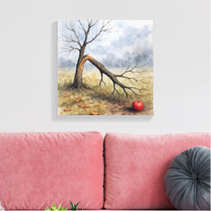Watercolor Broken Apple Tree Canvas Print